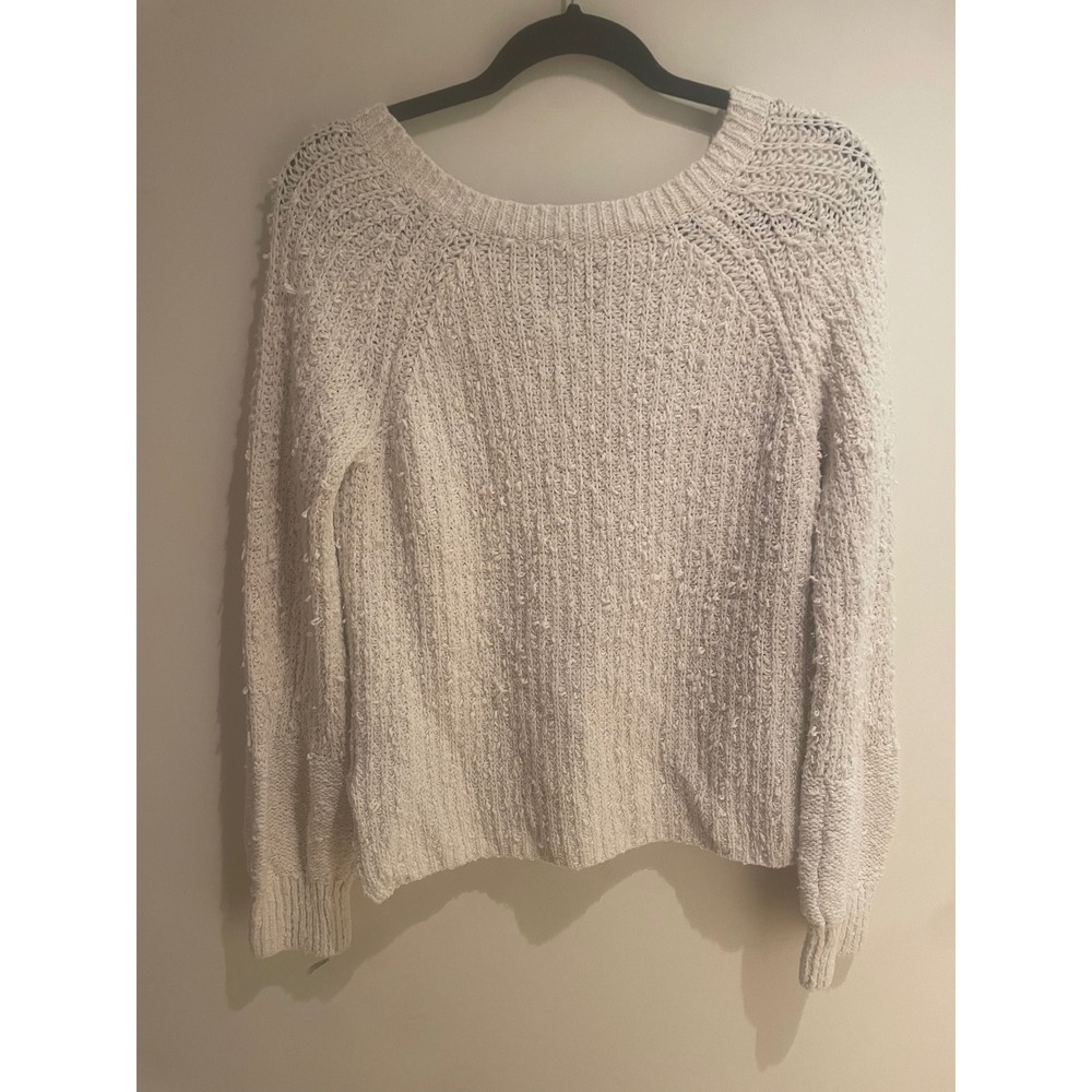 Abercrombie & Fitch Womens Cream V-Neck Chunky Knit Sweater Textured Slub Small - Picture 3 of 3